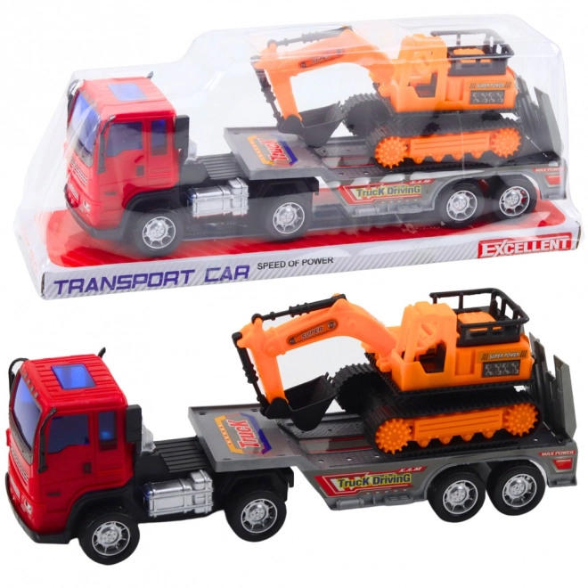 Lkw-Set mit Anhänger und Kettenbagger