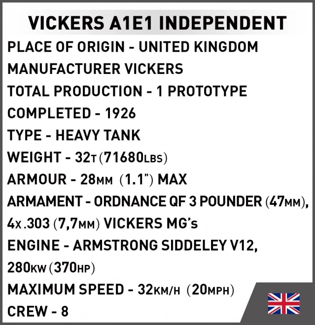 Konstruktionsset Panzer Vickers A1E1 Independent
