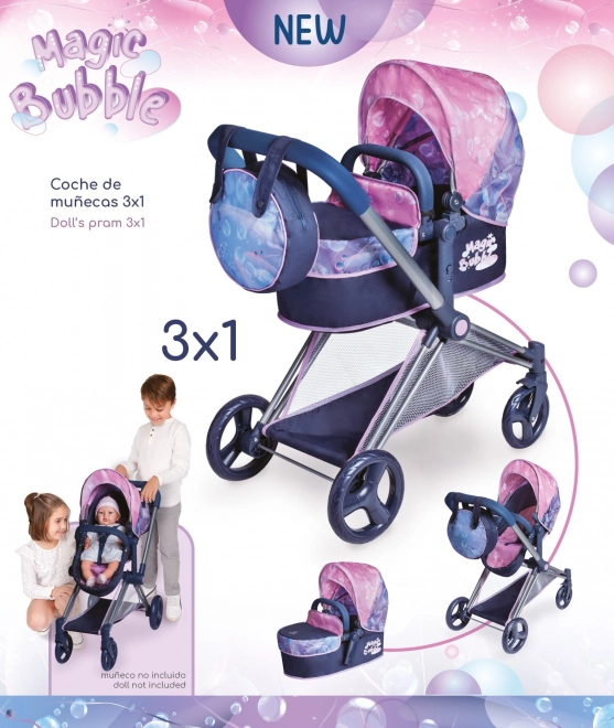 Decuevas Faltbarer 3-in-1 Puppenwagen mit Tasche Magic Bubble 2024