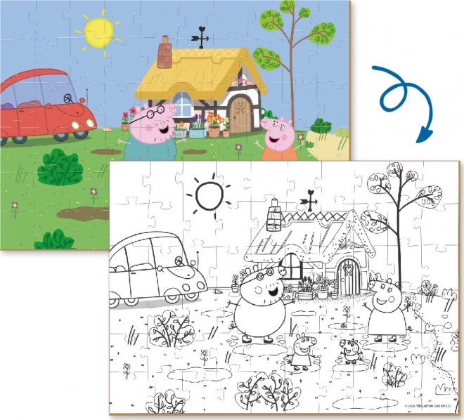 Zweiseitiges Puzzle Peppa Pig: Am Landhaus