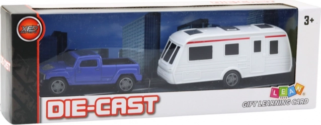 Set Autospielzeug mit Blauem Wohnwagen