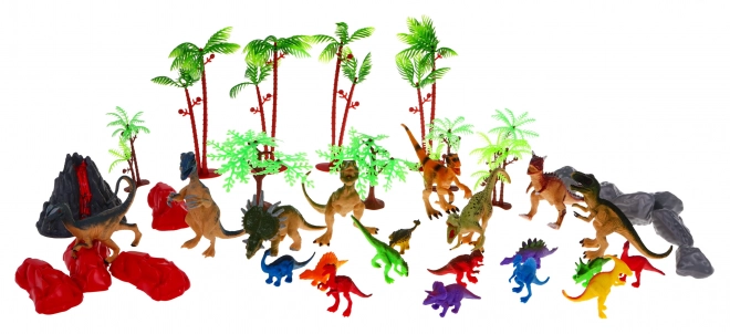 Dinosaurierwelt-Figurenset mit Dinosaurierkopf und Landschaftsmatte für Kinder ab 3 Jahren