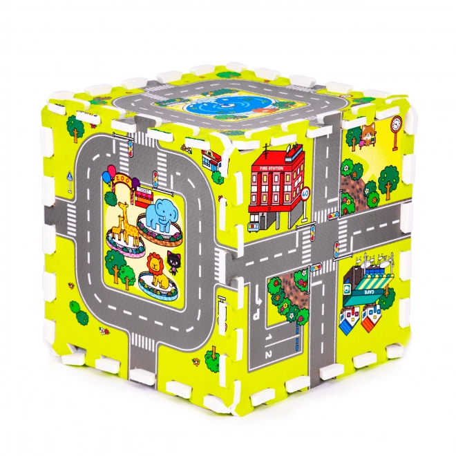 Schaumstoff-Spielmatte Stadt – 9 Teile 90,5 × 90,5 cm IPLAY