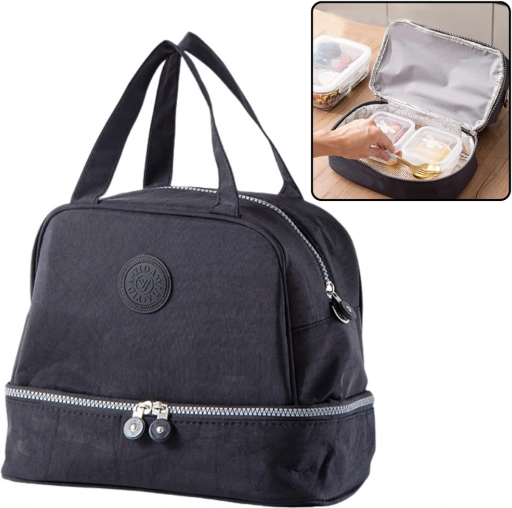 Isolierte Thermotasche mit Einem Verstellbaren Gurt Schwarz 27cm