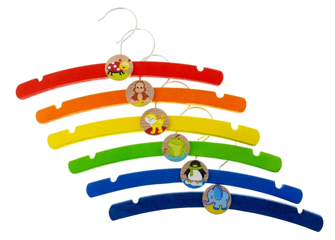 Bunte Kleiderbügel aus Holz mit Tiermotiven 6 Stk