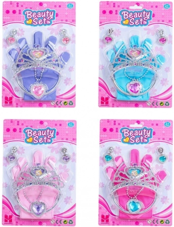Set aus Kinderschmuck und Handschuhen mit Krone