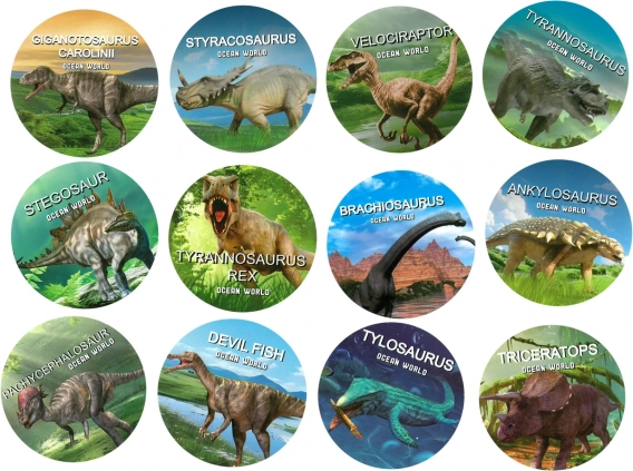 Mix aus kleinen Dinosauriern in einer Kiste