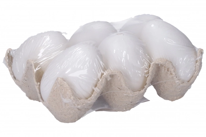 Dekoratives weißes Plastikei 6 cm, 6 Stk.