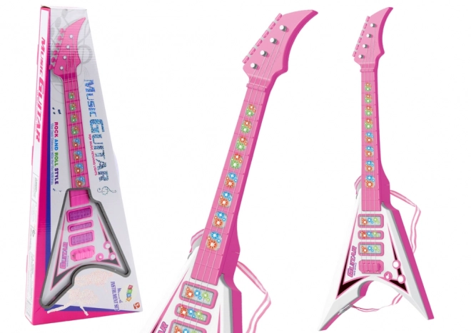 Elektrische Kindergitarre mit Lichtern und Melodien Pink