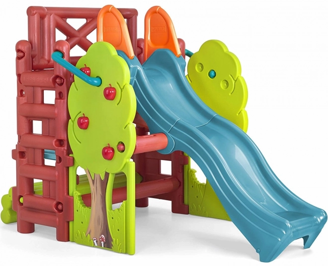 Feber Holzhaus Spielplatz mit Rutsche und Tisch
