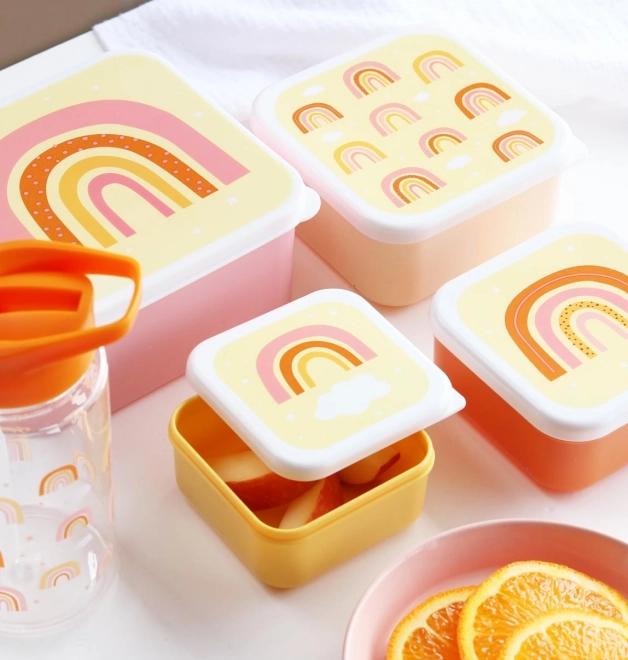 A Little Lovely Company Set aus vier Brotzeitboxen – Regenbogen