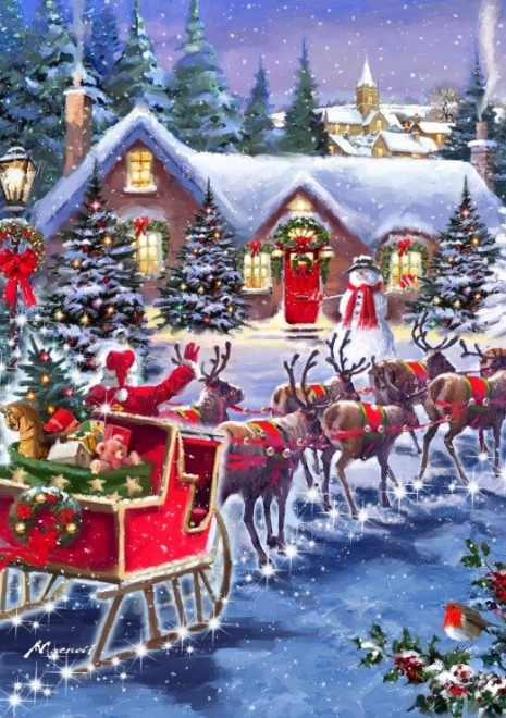 Weihnachtspuzzle mit Weihnachtsmann und Schlitten 1000 Teile