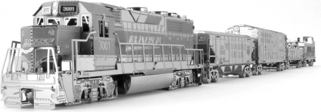 METAL EARTH 3D‑Puzzle Güterlokomotive mit 4 Waggons (Deluxe‑Set)