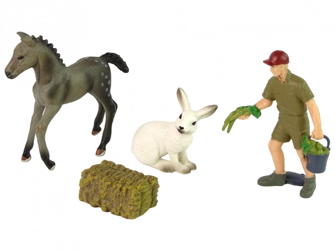 Spielzeug-Set Tiere: Pferd, Hase und Bauer