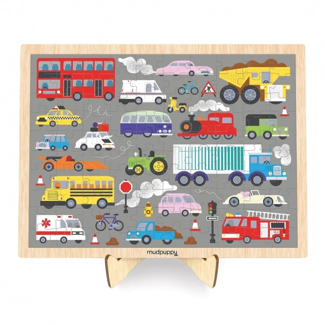 Mudpuppy Holzpuzzle Verkehrsmittel mit Ständer