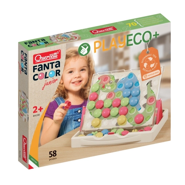Quercetti Fantacolor Junior Play Eco+ Steckmosaik für Kinder, 48 Steckknöpfe