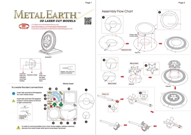 Metal Earth 3D Puzzle Captain Americas Schild