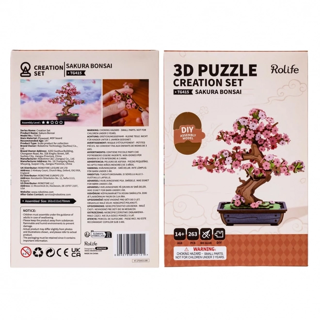 3D Holzpuzzle Bonsai Sakura