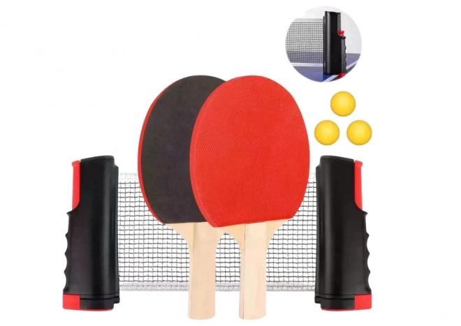Tischtennis-Set mit Netz, Schlägern und Bällen
