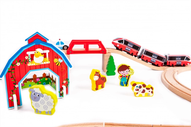 Holzeisenbahn-Set mit Batterie Ecotoys