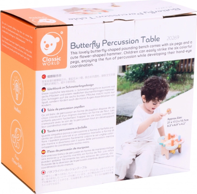 Holztisch mit Buntstiften CLASSIC WORLD Montessori Schmetterling