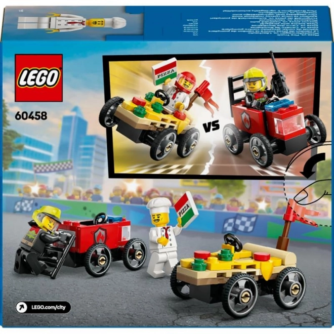 Lego City Rennautos Pizza gegen Feuerwehrauto