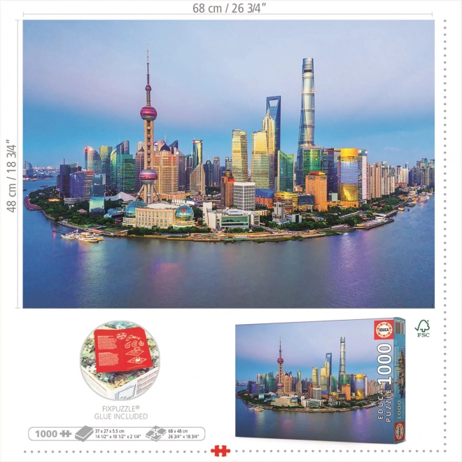 Educa Puzzle Panorama Shanghai bei Sonnenuntergang, 1000 Teile