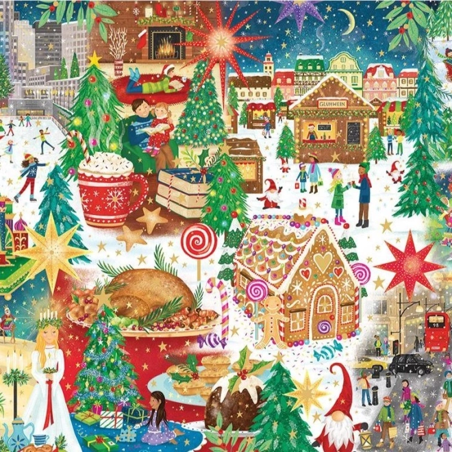 GIBSONS Puzzle Sonderausgabe Gold – Weihnachten rund um die Welt, 500 Teile