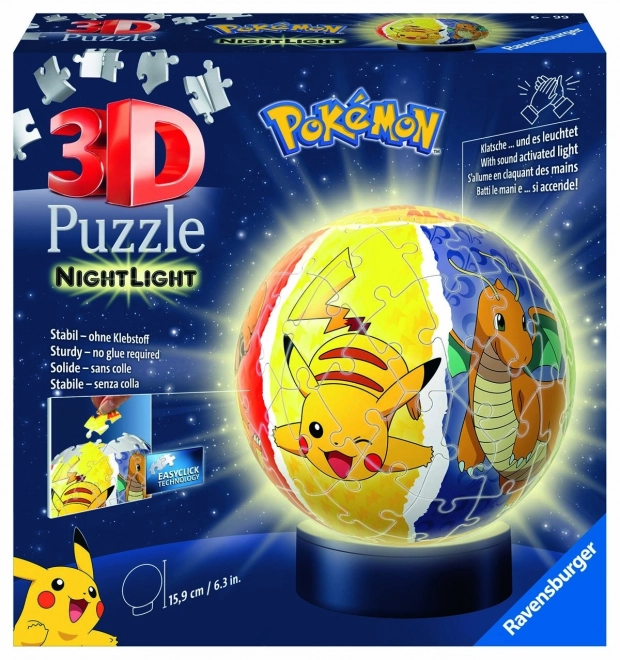 3D-Leuchtkugel Puzzle 72 Teile Pokemon