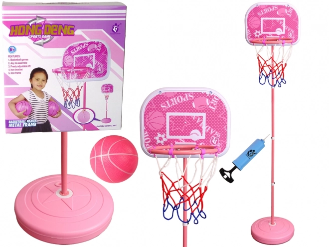Rosa Basketball-Set für Kinder 170 cm