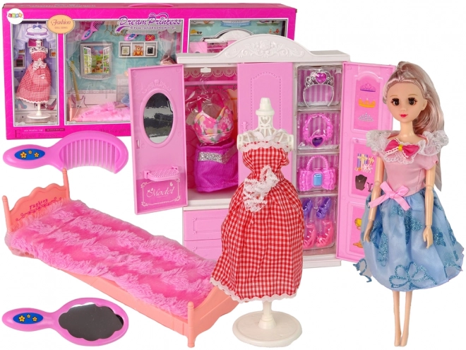 Puppenhausmöbel-Set mit Schrank und Zubehör