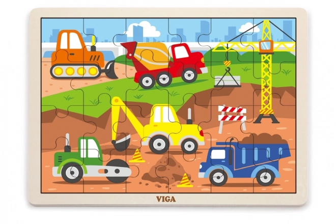 Viga Holzpuzzle Baumaschinen