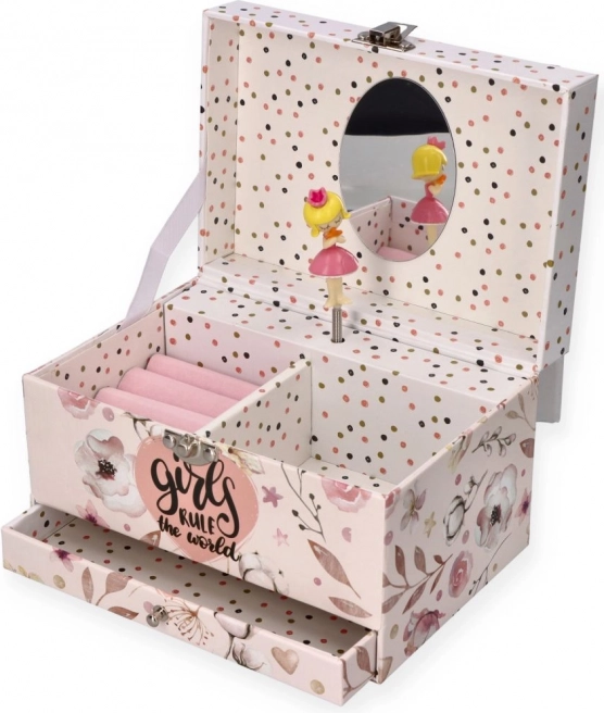 Schmuckkästchen mit Spieluhr Ballerina – rosa mit Blumenmuster