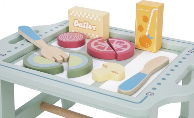 Woopie Green Frühstücksset mit Tablett und Holzzubehör Pastell