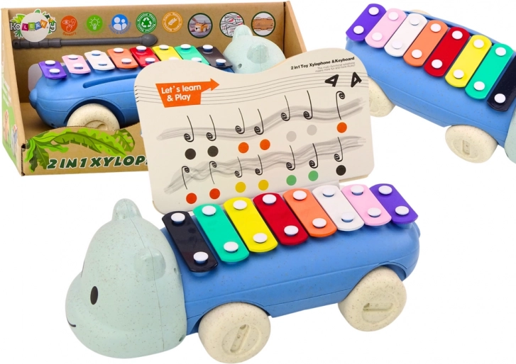 Kinderfarbiges Lernspielzeug Nilpferd-Roller-Xylophon