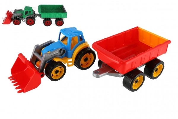 Bunter Traktor mit Anhänger und Schaufel für Kinder