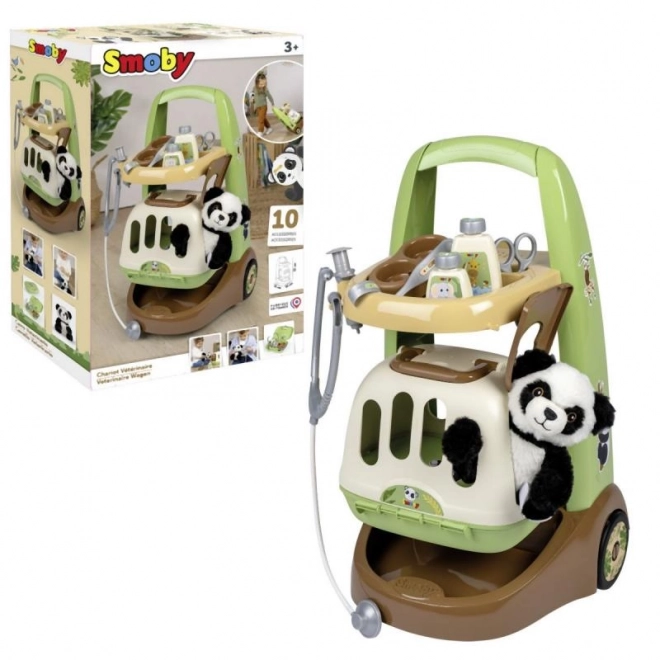 Tierarztwagen mit Plüschpanda und Transportbox 2-in-1