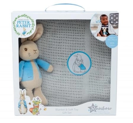 Regensbogen Kuschelset Peter Hase mit Decke