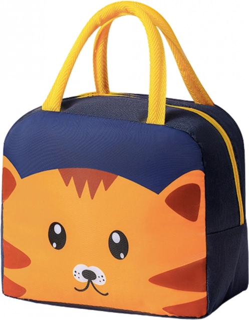 Thermoisolierte Snack-Tasche mit Katzenmotiv blau 23 cm