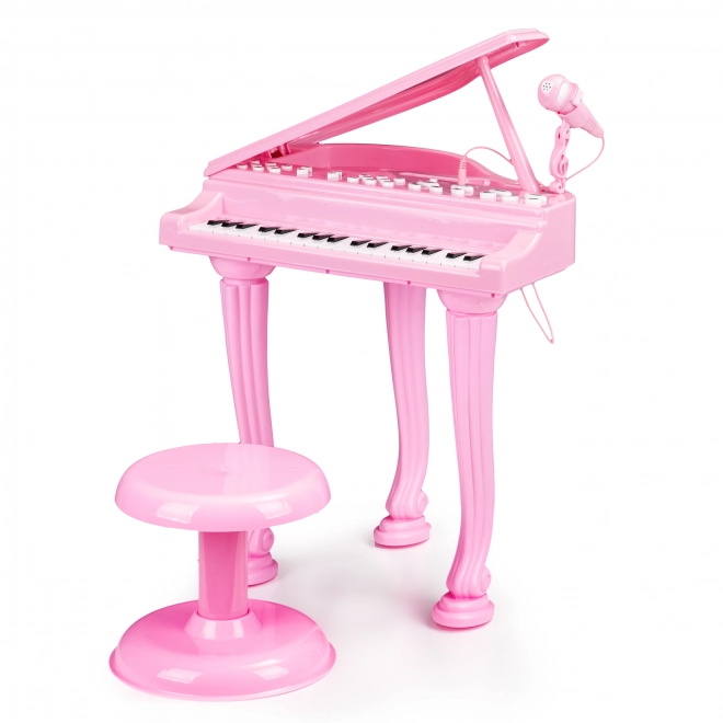Kinder rosa Klavier mit Mikrofon und Hocker
