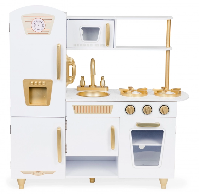 Große Holzküche für Kinder, weiß und gold, ECOTOYS