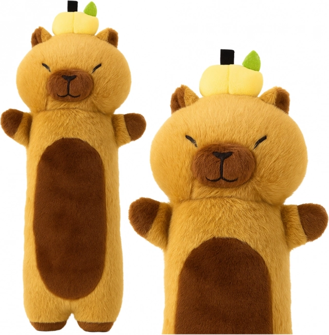 Plüschspielzeug Capybara mit Obst - Kissenrolle braun 65 cm