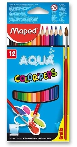 Dreieckige Aquarellstifte Aqua Color'Peps 12er Set mit Pinsel