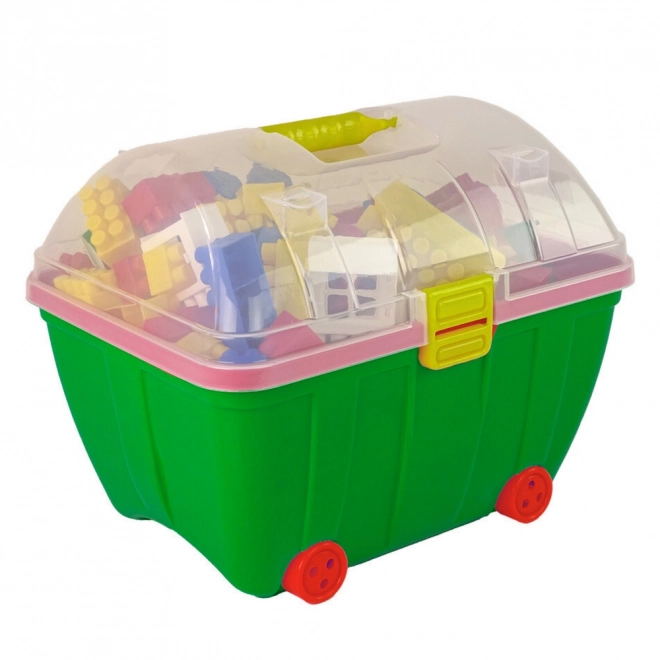 Koffer mit bunten Bauklötzen für Kinder