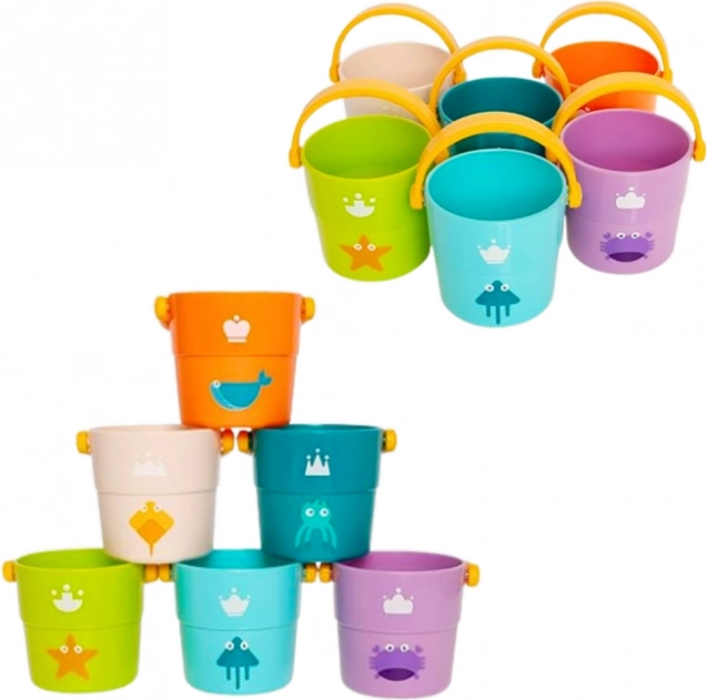 Set bunter Eimer zum Spielen für Kinder