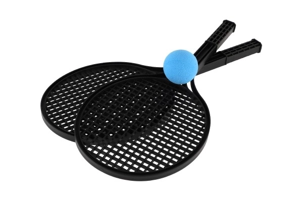 Schwarze Soft-Tennis-Schläger mit Ball