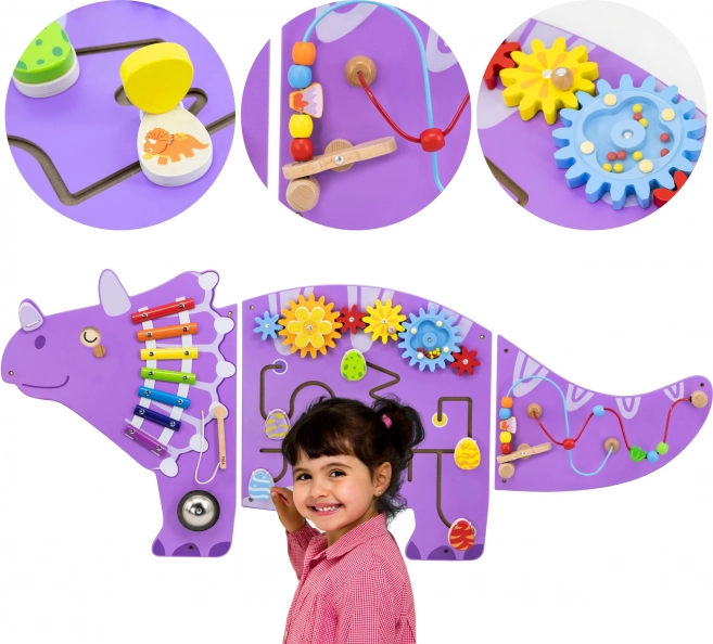 Holz-Sensorik-Wandtafel Triceratops