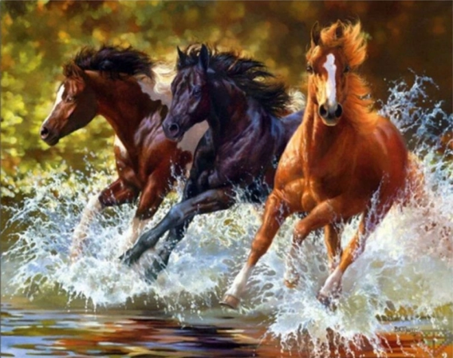 Norimpex Diamantenmalerei Pferde im Fluss 30x40cm