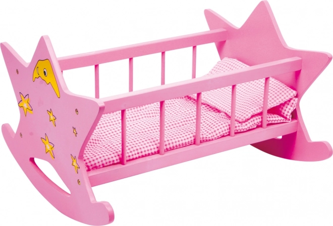 Rosa Holzpuppenwiege Stern