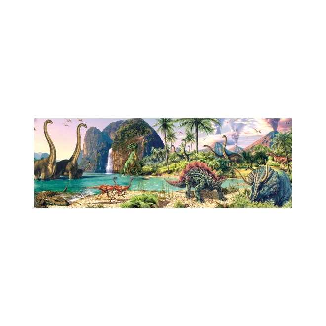 Panorama Puzzle Dinosaurier am See für Kinder